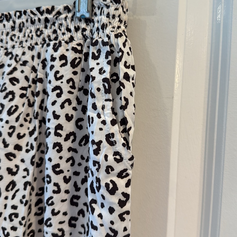 Olivaceous Black and White Animal Print Pants
